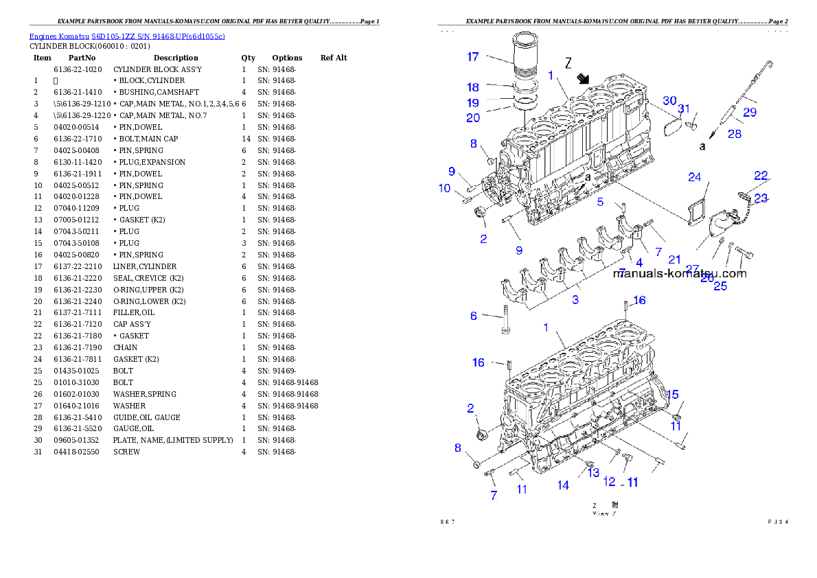 Protected: S6D105-1ZZ S/N 91468-UP Partsbook