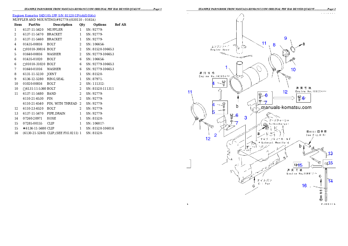 Protected: S6D105-1PP S/N 81520-UP Partsbook