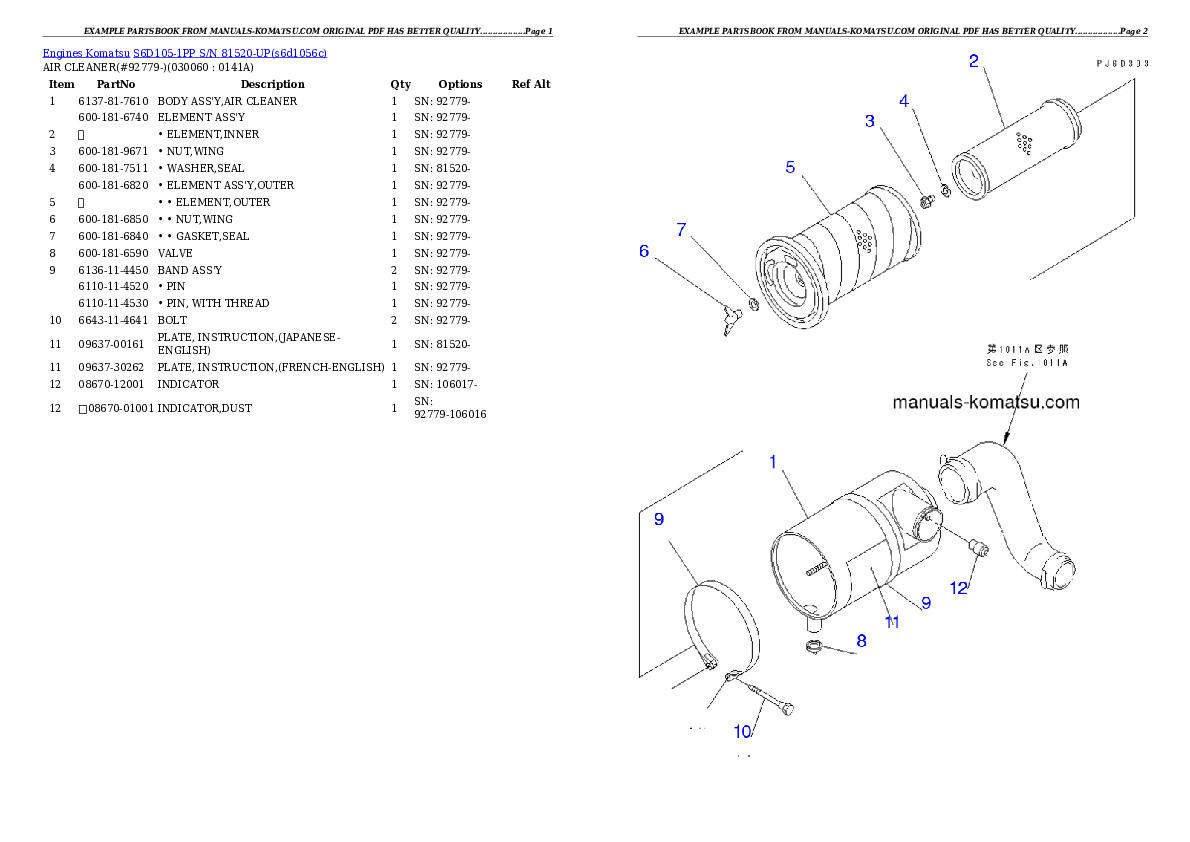 Protected: S6D105-1PP S/N 81520-UP Partsbook