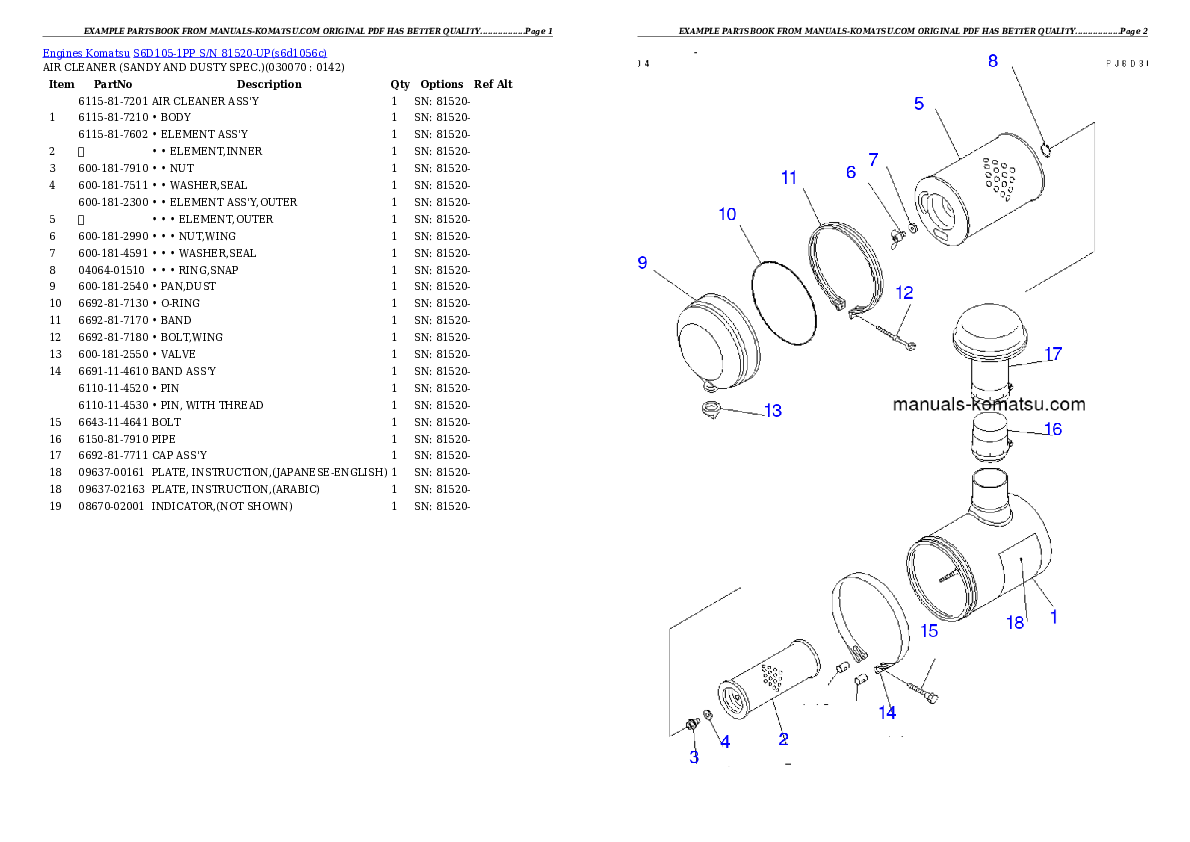 Protected: S6D105-1PP S/N 81520-UP Partsbook
