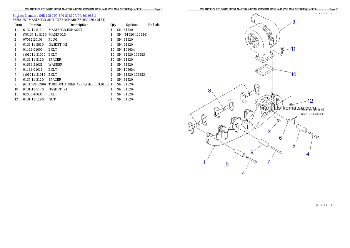 Protected: S6D105-1PP S/N 81520-UP Partsbook