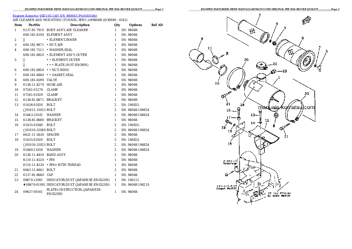 Protected: S6D105-1AH S/N 94066-UP Partsbook