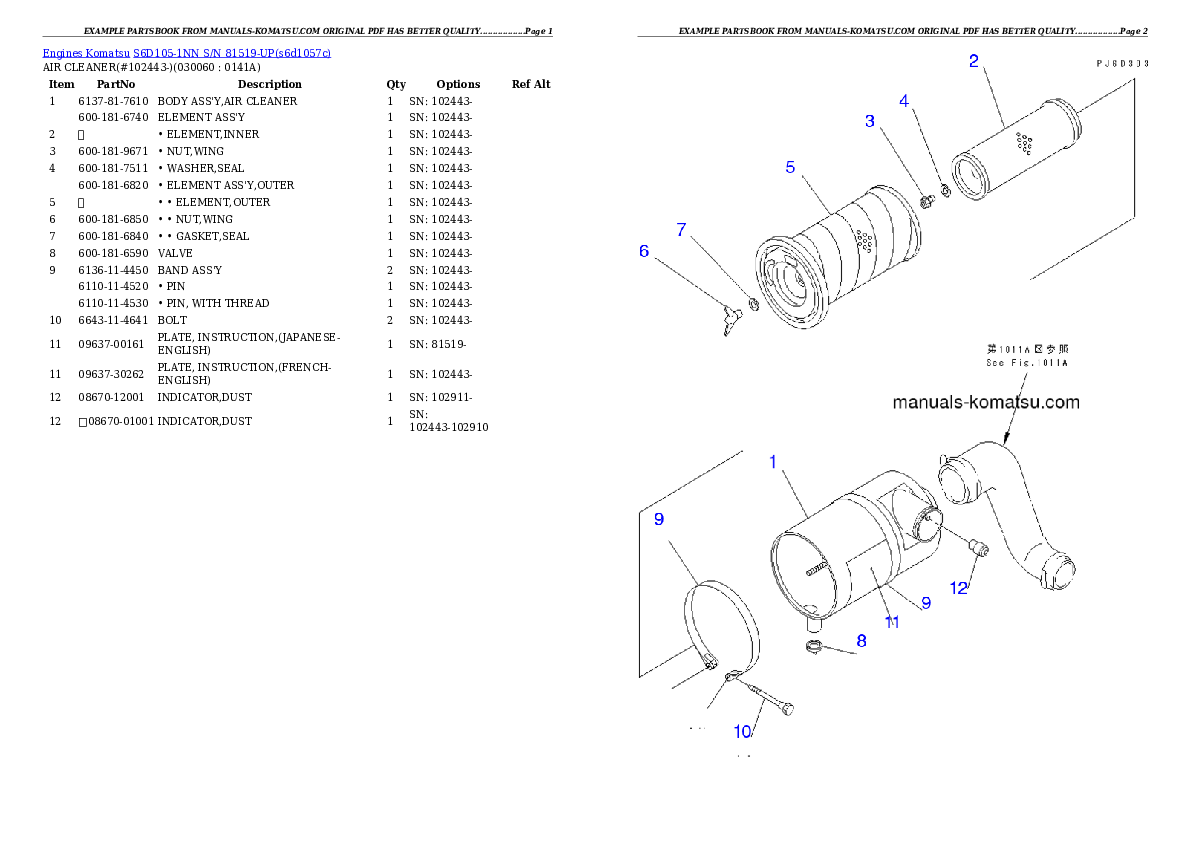 Protected: S6D105-1NN S/N 81519-UP Partsbook