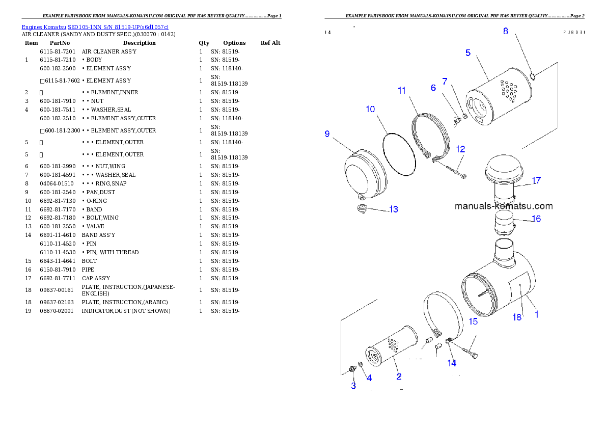 Protected: S6D105-1NN S/N 81519-UP Partsbook