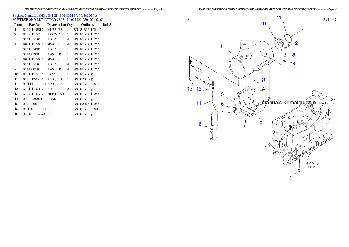 Protected: S6D105-1NN S/N 81519-UP Partsbook
