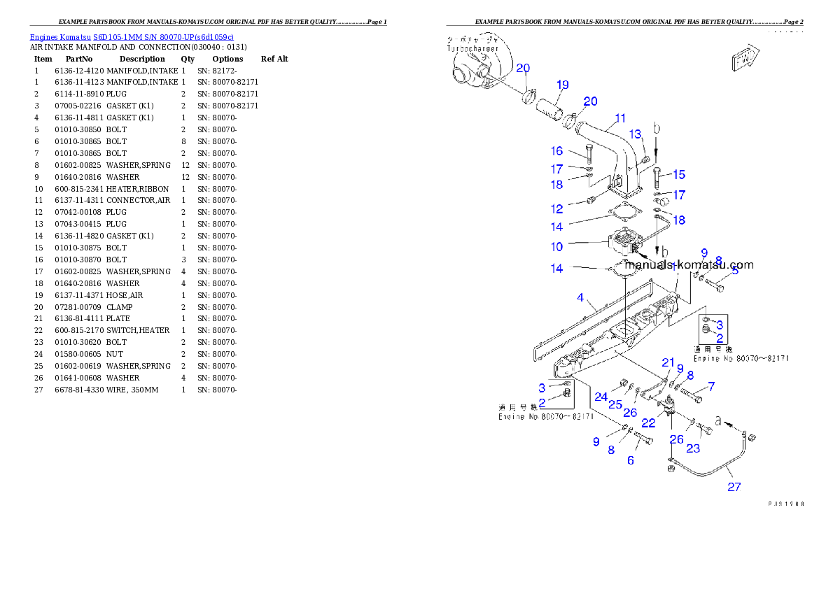 Protected: S6D105-1MM S/N 80070-UP Partsbook