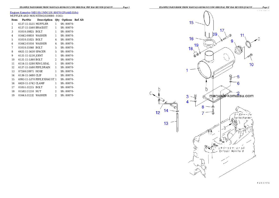 Protected: S6D105-1MM S/N 80070-UP Partsbook