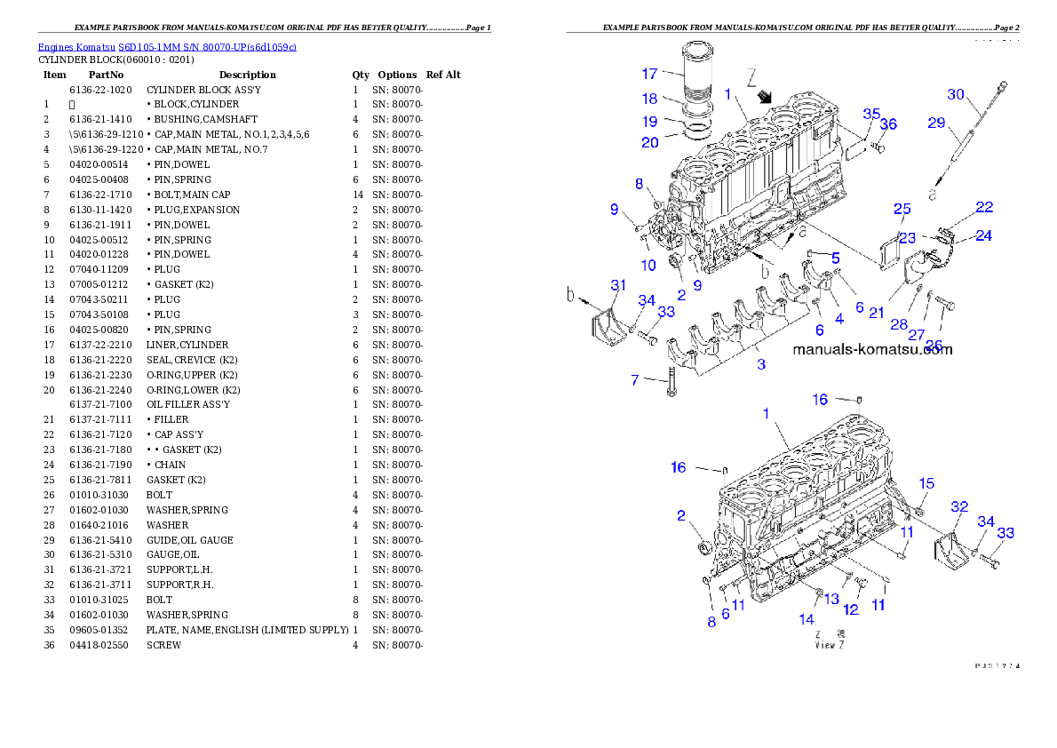 Protected: S6D105-1MM S/N 80070-UP Partsbook