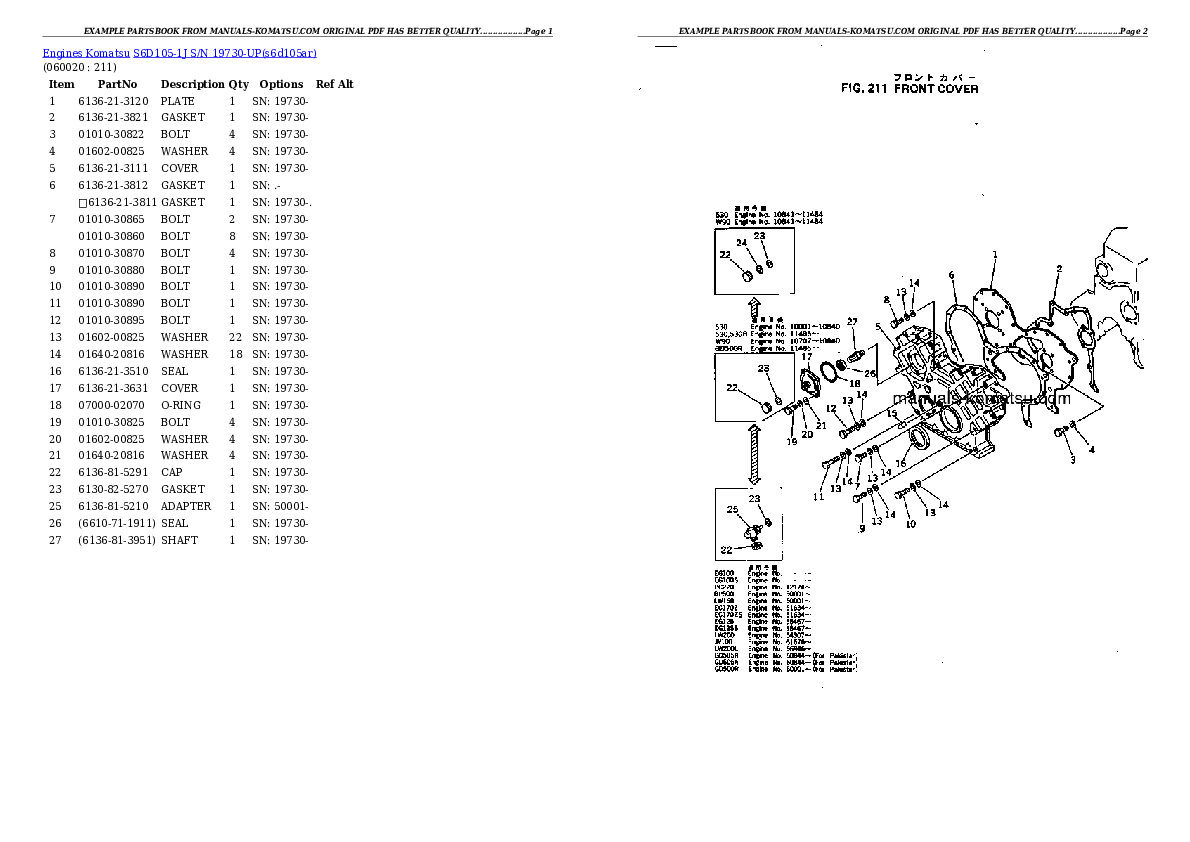 Protected: S6D105-1J S/N 19730-UP Partsbook