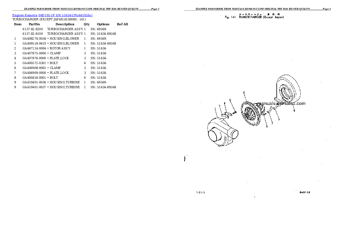 Protected: S6D105-1P S/N 51634-UP Partsbook