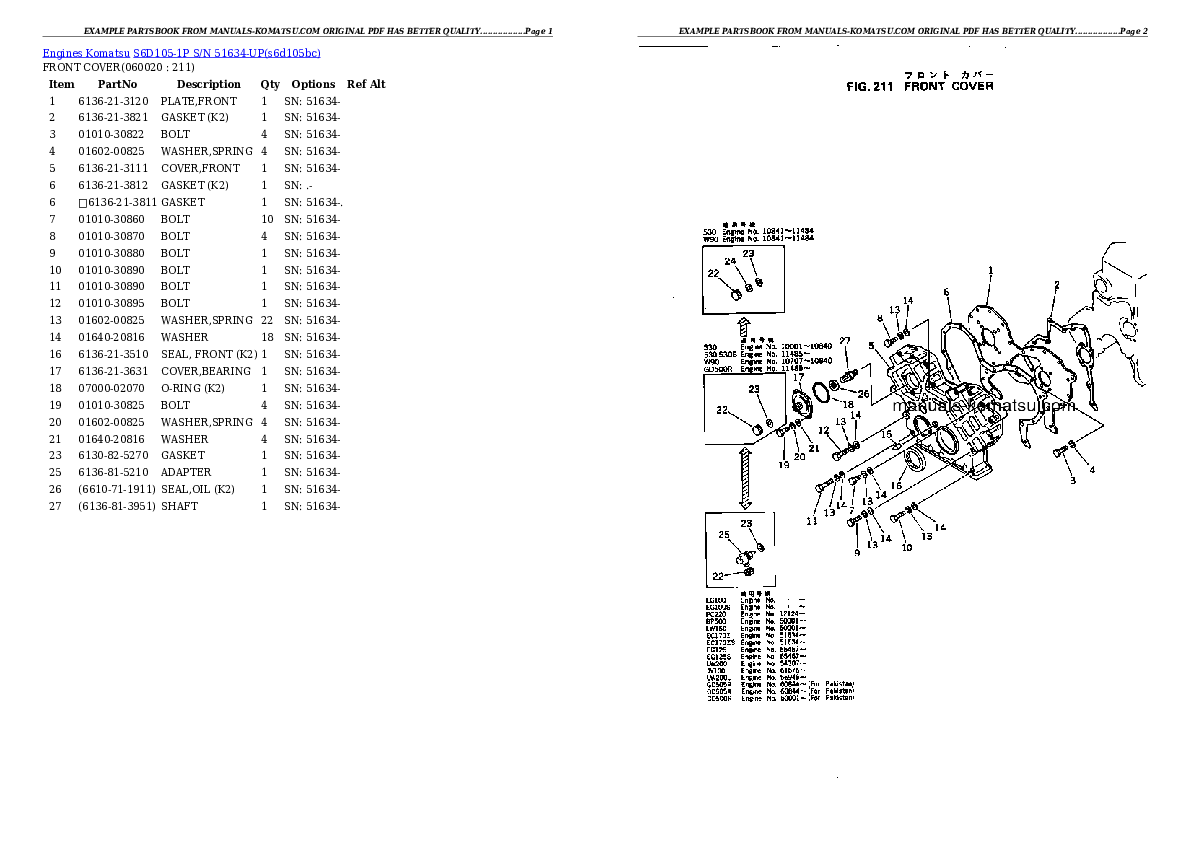 Protected: S6D105-1P S/N 51634-UP Partsbook