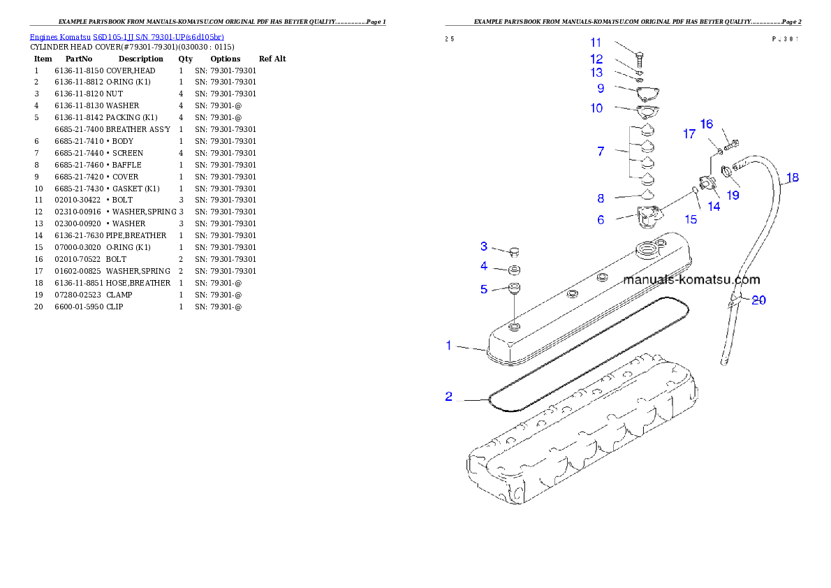 S6D105-1JJ S/N 79301-UP Partsbook
