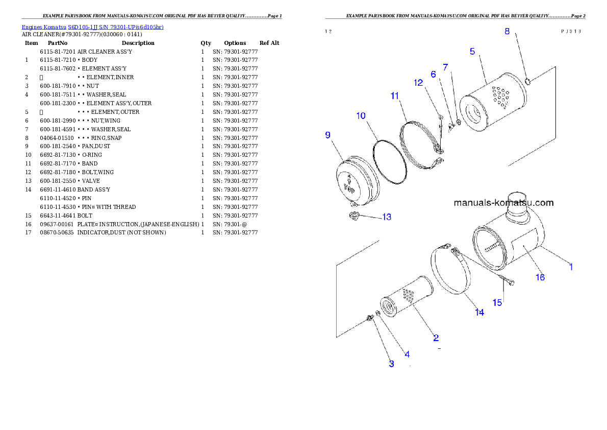 Protected: S6D105-1JJ S/N 79301-UP Partsbook