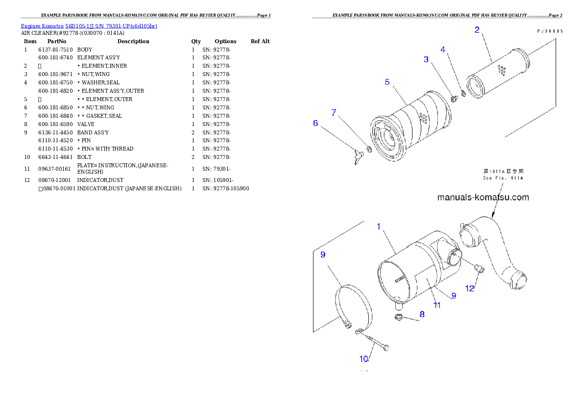 Protected: S6D105-1JJ S/N 79301-UP Partsbook
