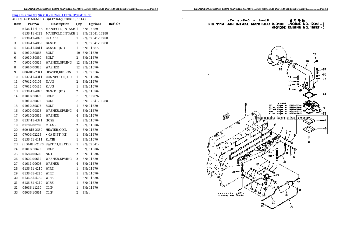 Protected: S6D105-1C S/N 11370-UP Partsbook