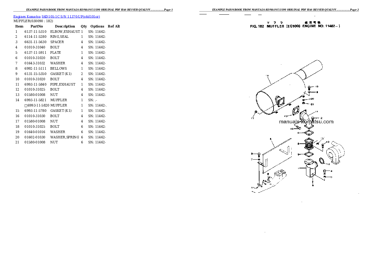 Protected: S6D105-1C S/N 11370-UP Partsbook