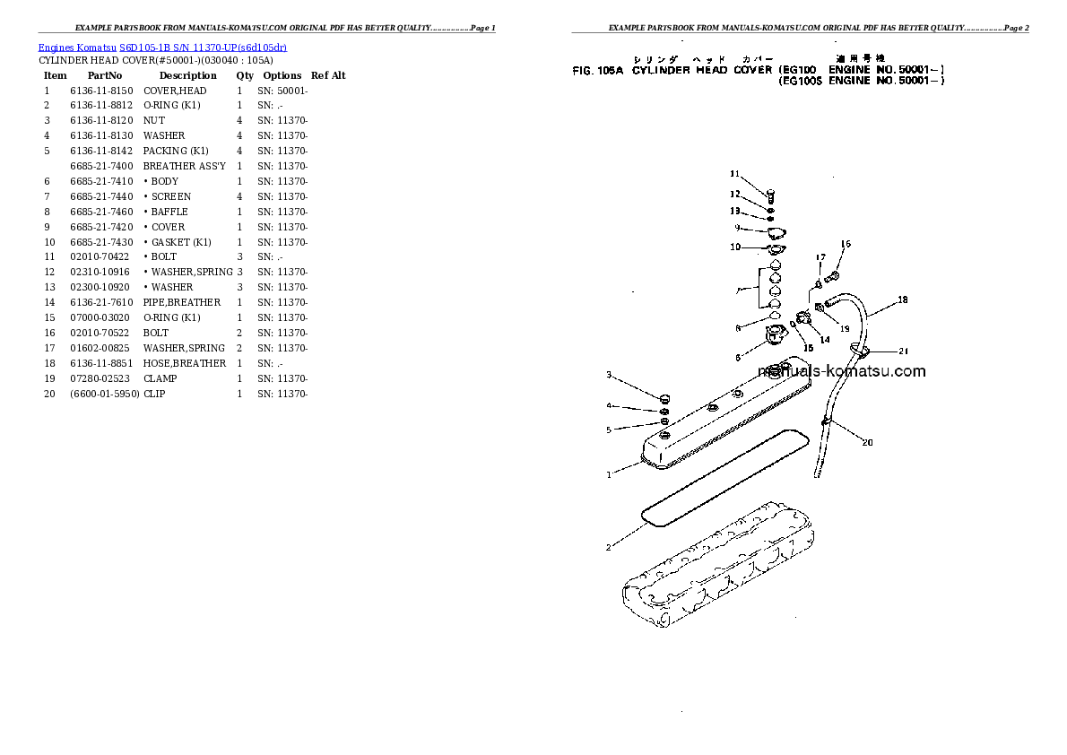 Protected: S6D105-1B S/N 11370-UP Partsbook