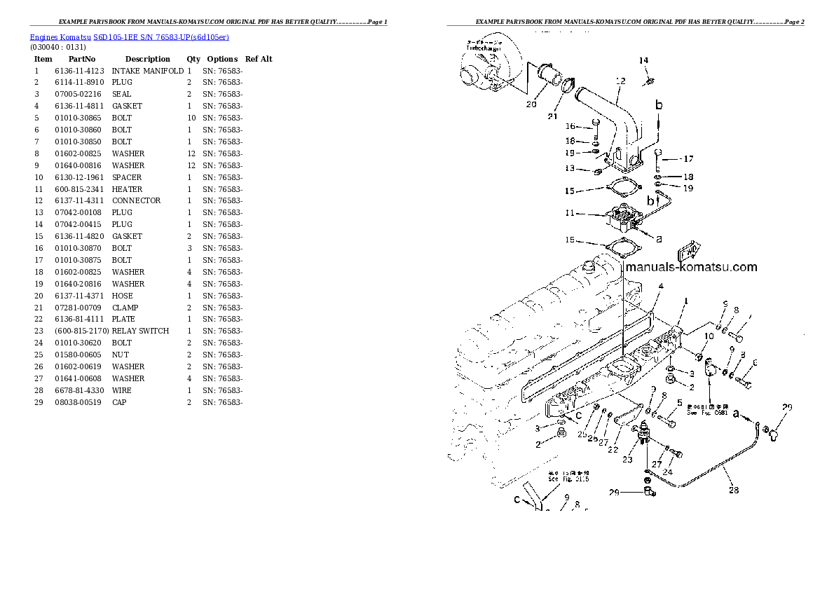 Protected: S6D105-1EE S/N 76583-UP Partsbook