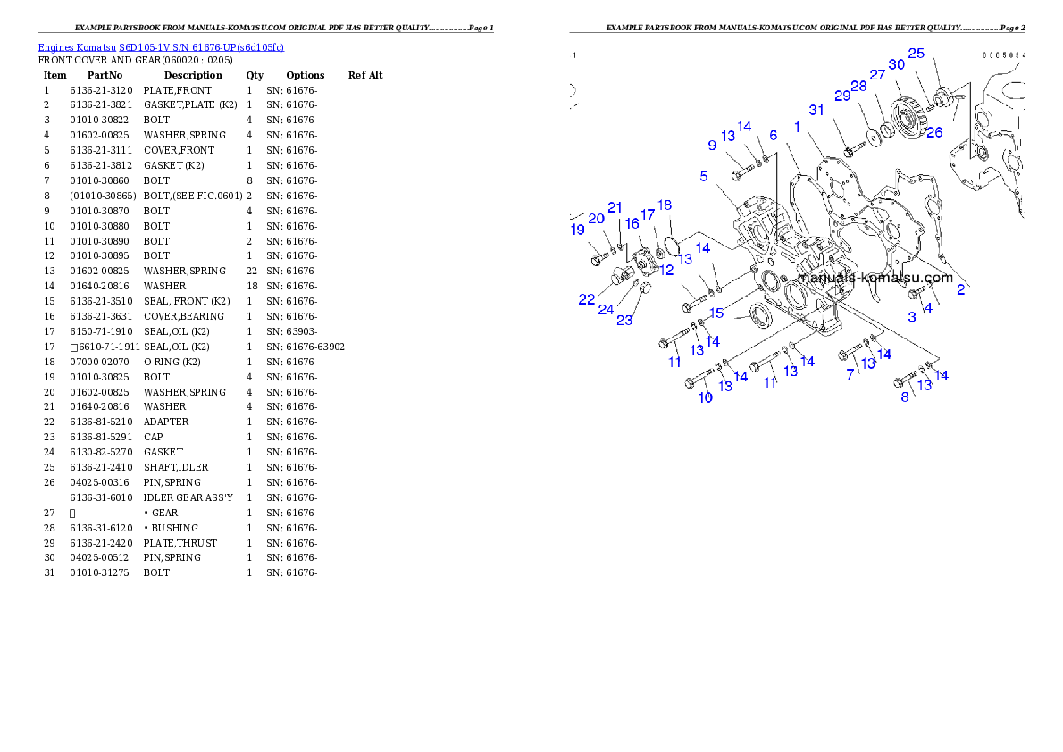 Protected: S6D105-1V S/N 61676-UP Partsbook