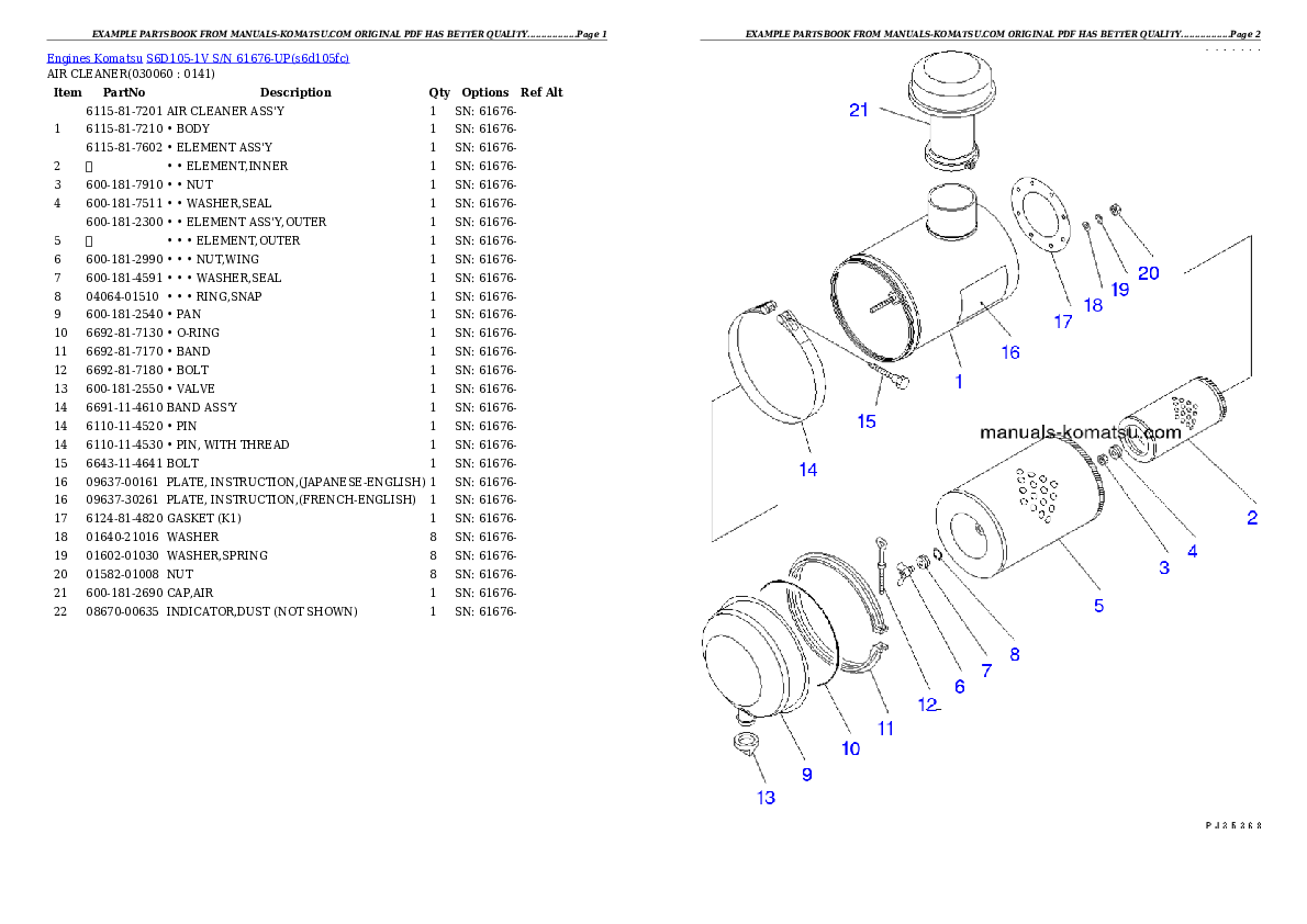 Protected: S6D105-1V S/N 61676-UP Partsbook