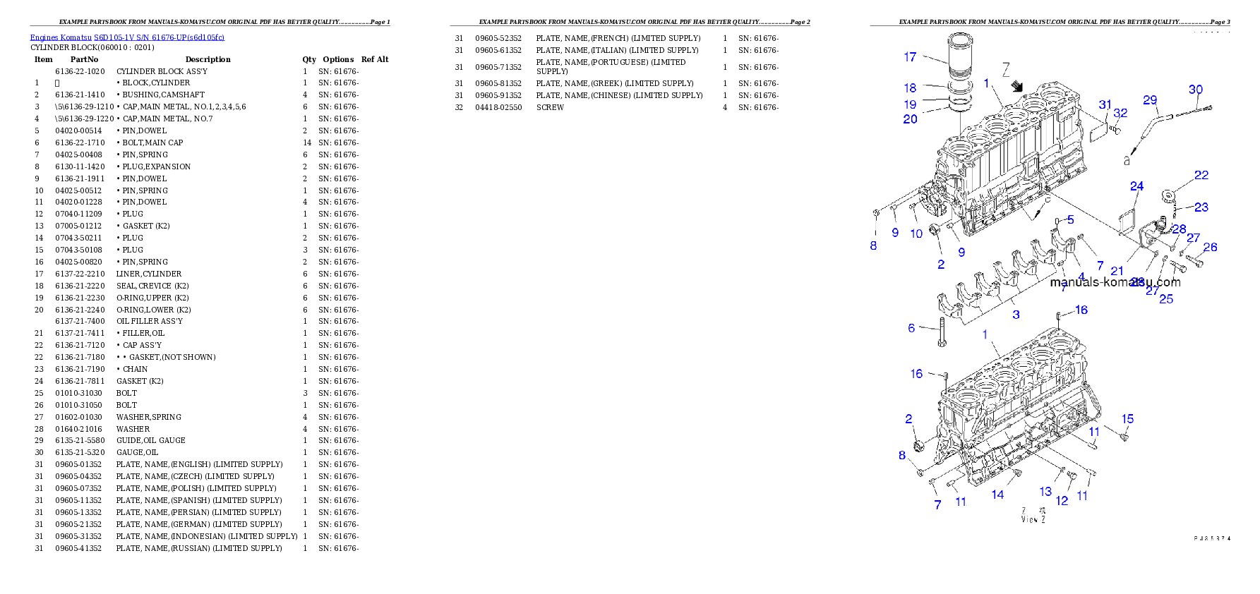 Protected: S6D105-1V S/N 61676-UP Partsbook