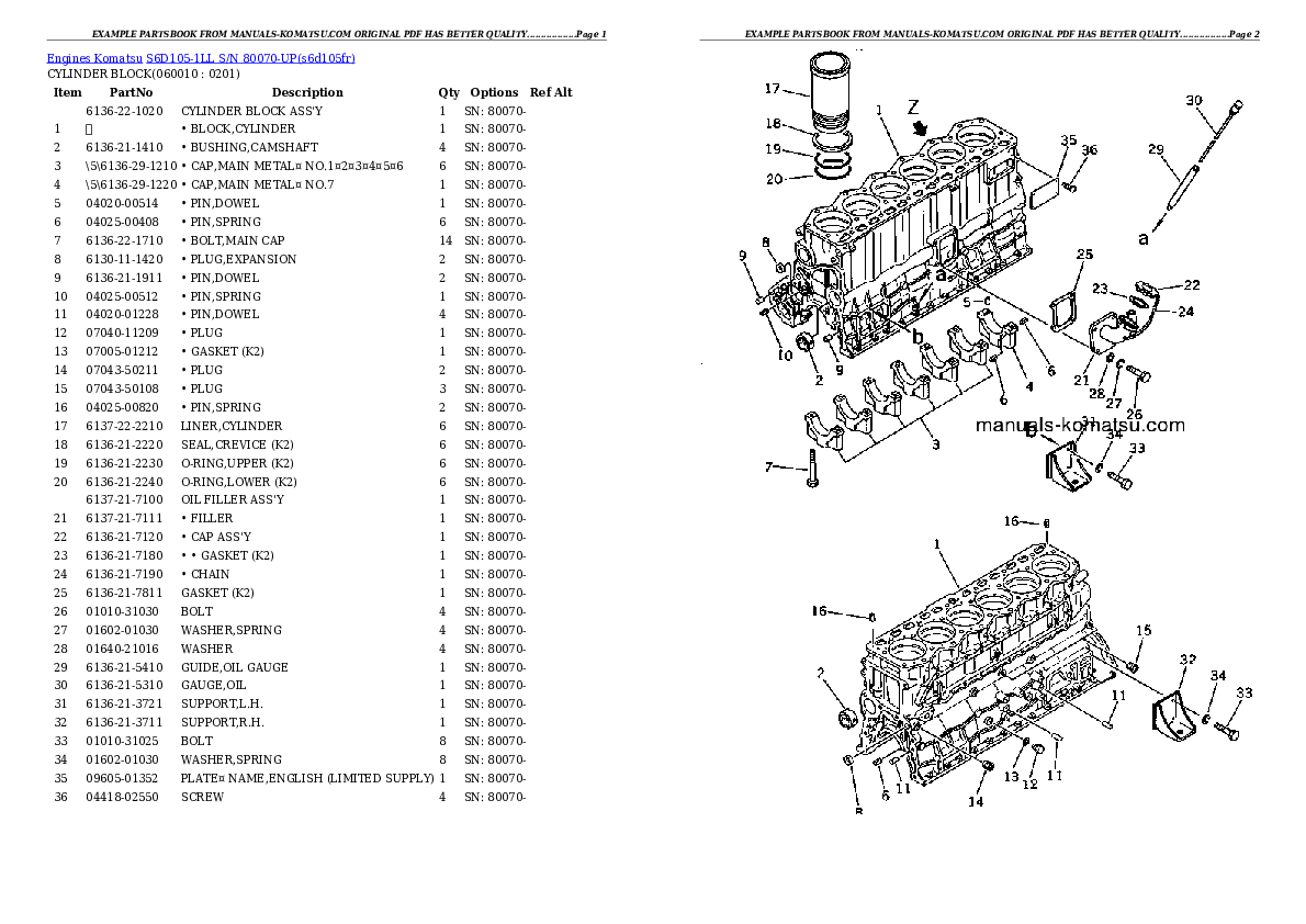 Protected: S6D105-1LL S/N 80070-UP Partsbook
