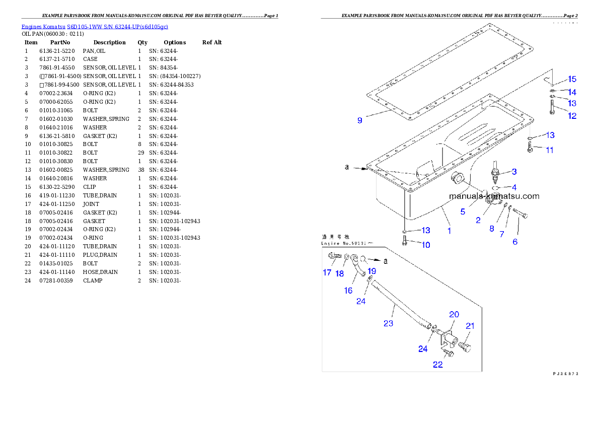 Protected: S6D105-1WW S/N 63244-UP Partsbook