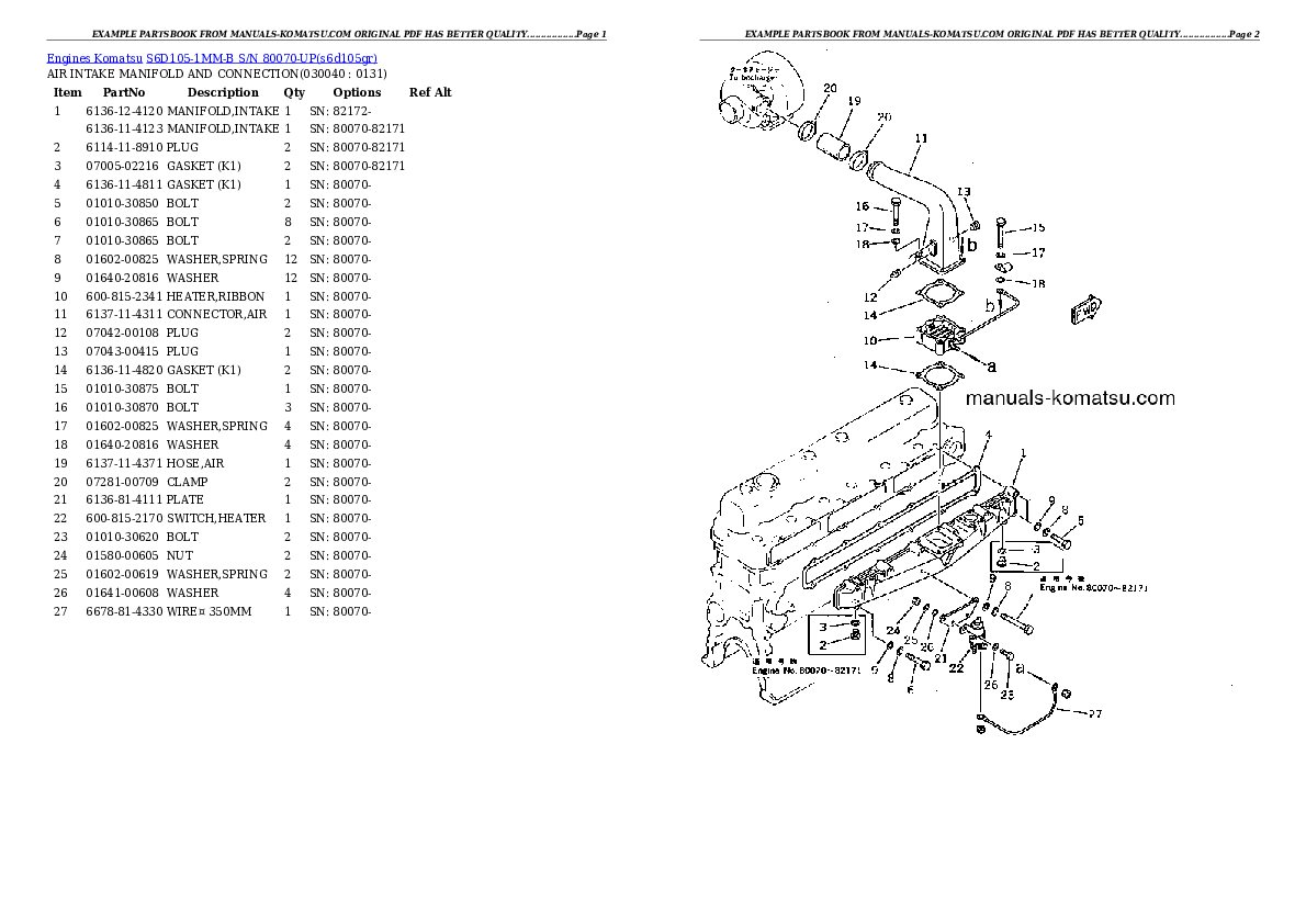 Protected: S6D105-1MM-B S/N 80070-UP Partsbook