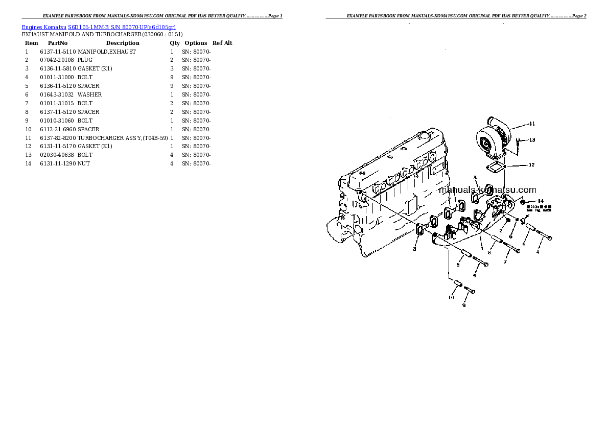 Protected: S6D105-1MM-B S/N 80070-UP Partsbook