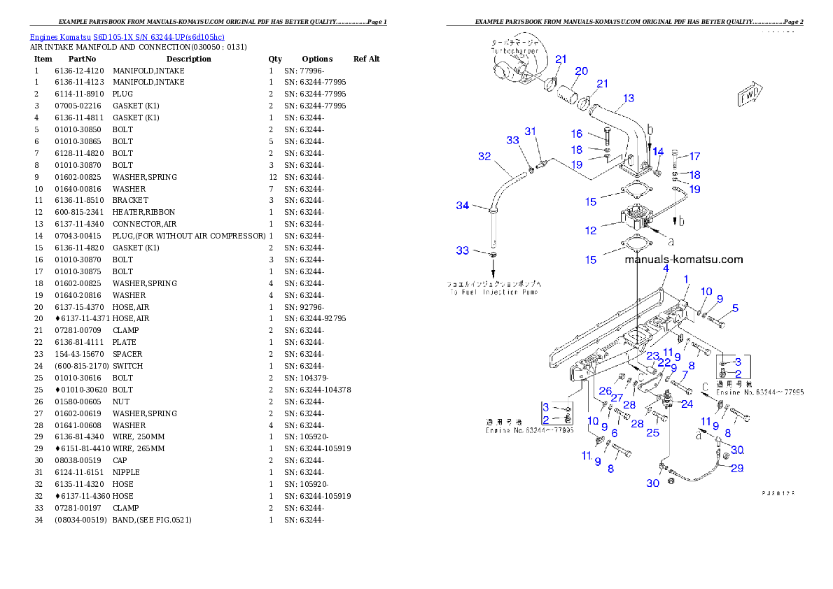 Protected: S6D105-1X S/N 63244-UP Partsbook