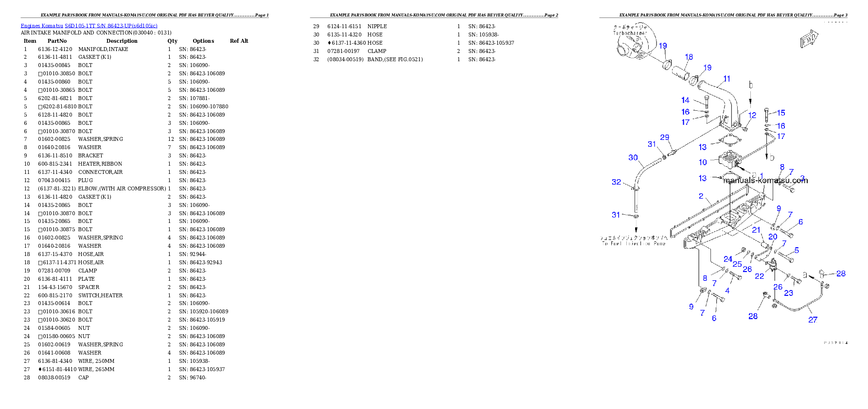 Protected: S6D105-1TT S/N 86423-UP Partsbook