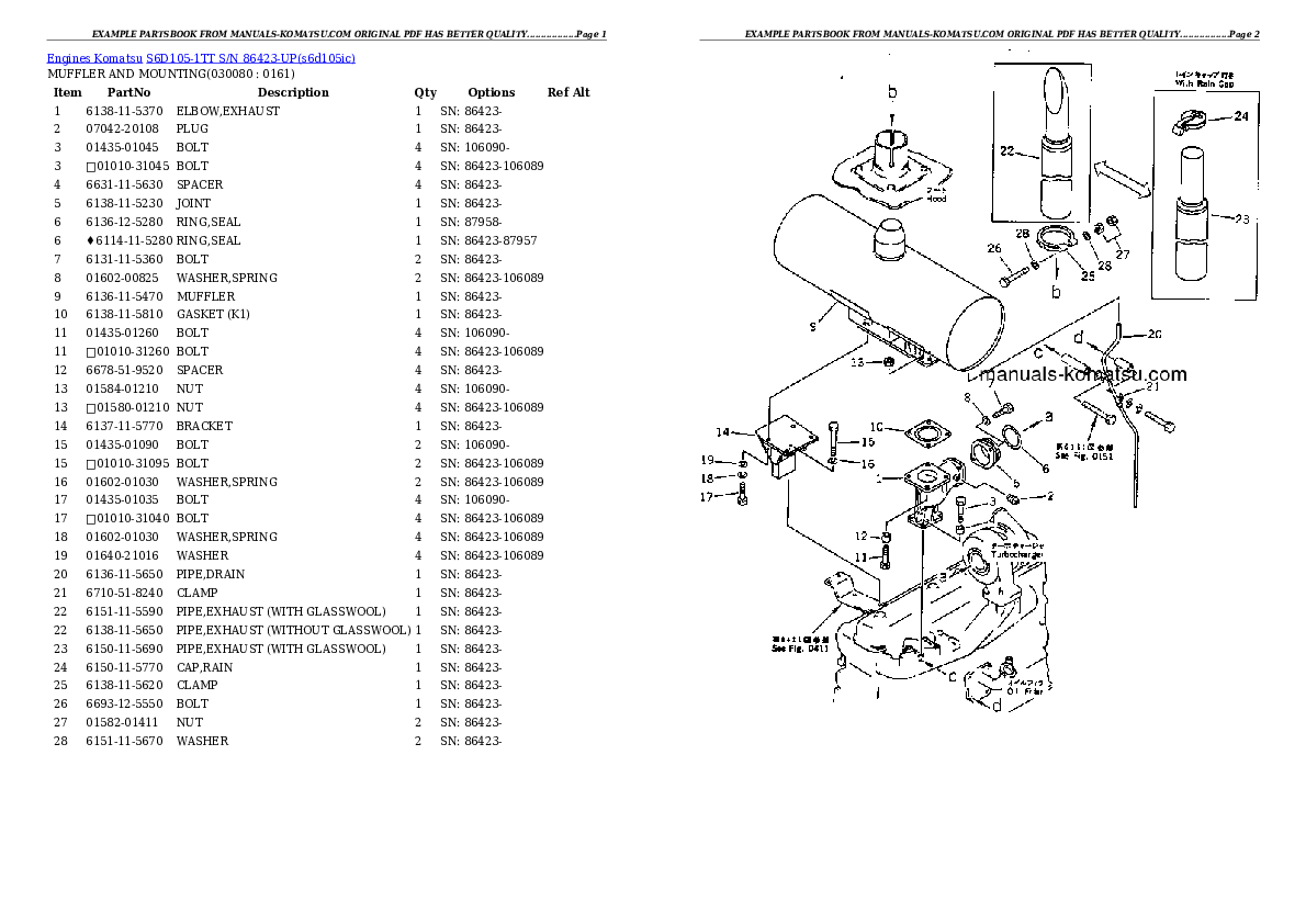 Protected: S6D105-1TT S/N 86423-UP Partsbook