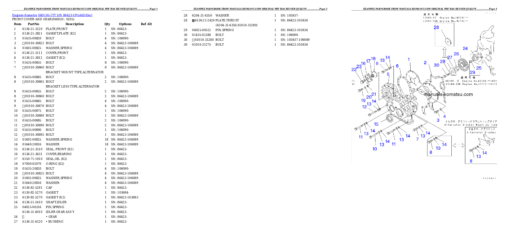 Protected: S6D105-1TT S/N 86423-UP Partsbook