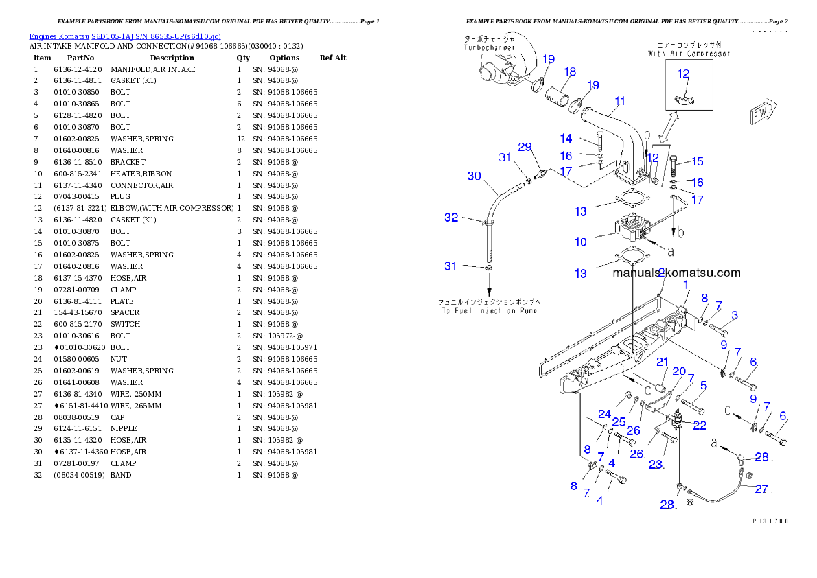 Protected: S6D105-1AJ S/N 86535-UP Partsbook