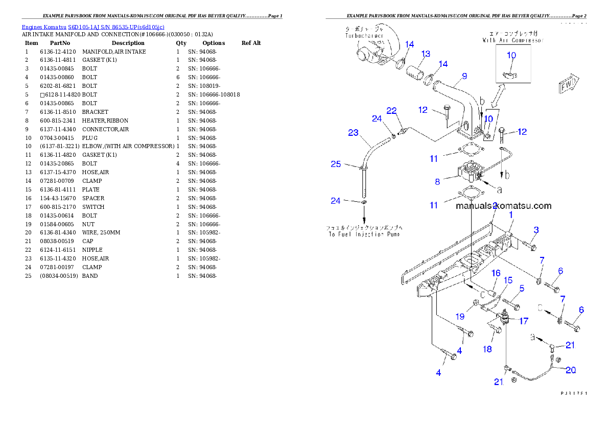 Protected: S6D105-1AJ S/N 86535-UP Partsbook
