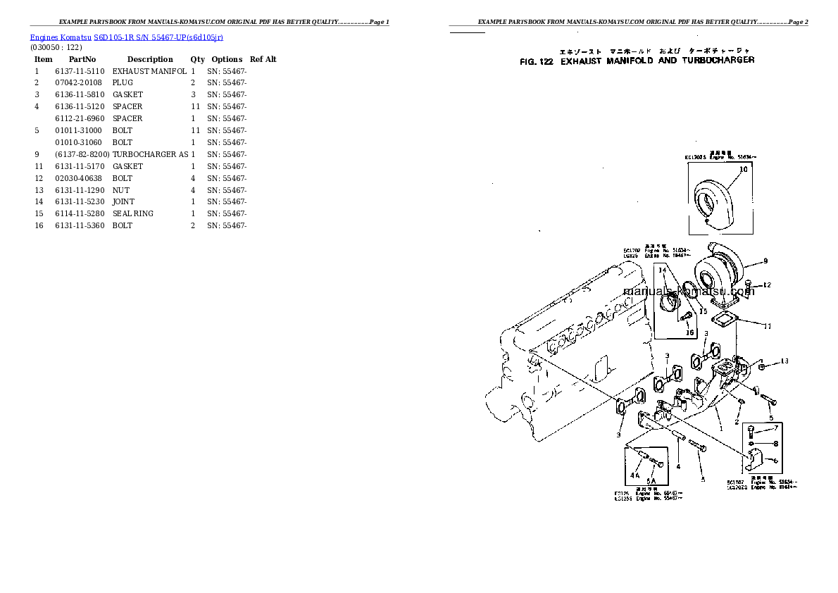 Protected: S6D105-1R S/N 55467-UP Partsbook