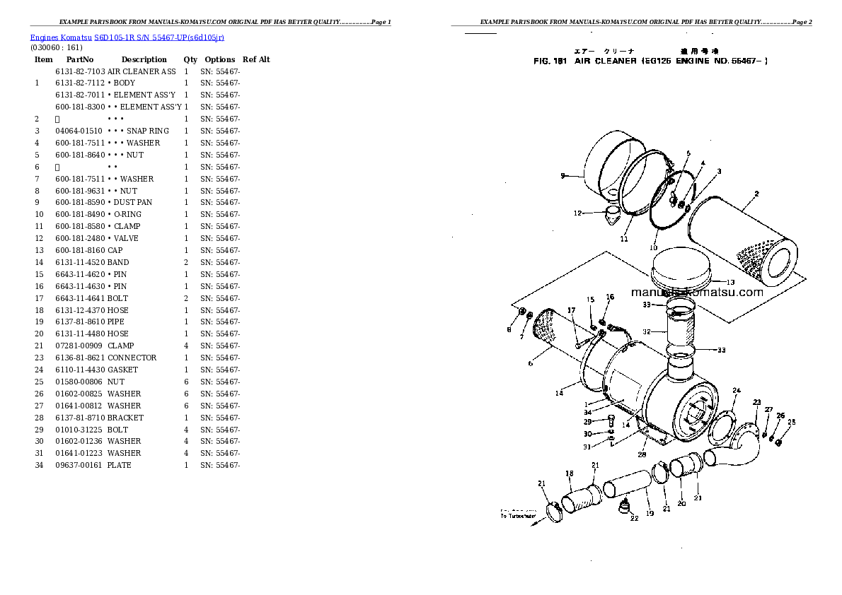 Protected: S6D105-1R S/N 55467-UP Partsbook