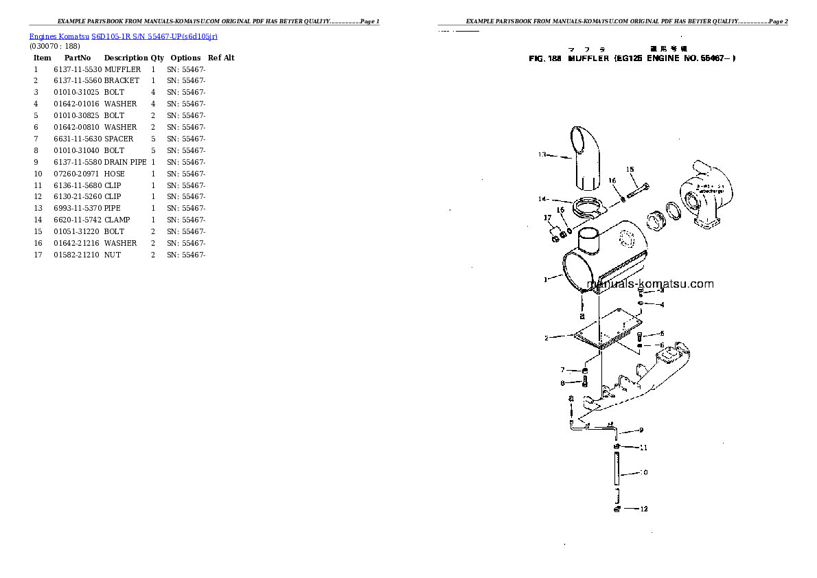 Protected: S6D105-1R S/N 55467-UP Partsbook