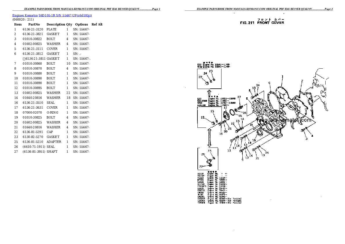 Protected: S6D105-1R S/N 55467-UP Partsbook