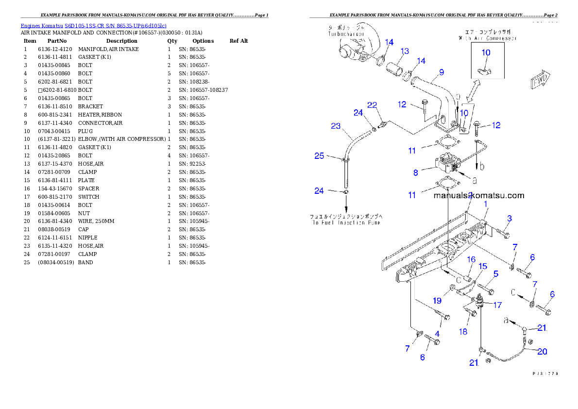 Protected: S6D105-1SS-CR S/N 86535-UP Partsbook
