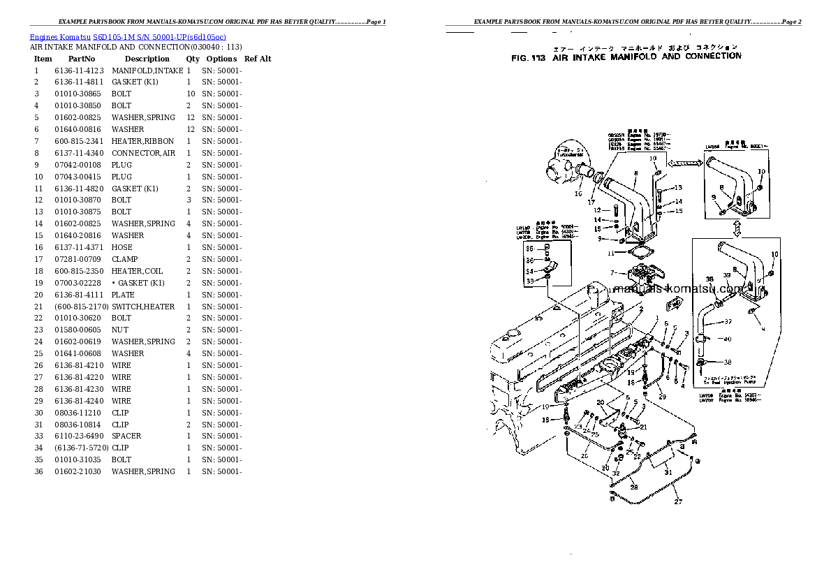 Protected: S6D105-1M S/N 50001-UP Partsbook
