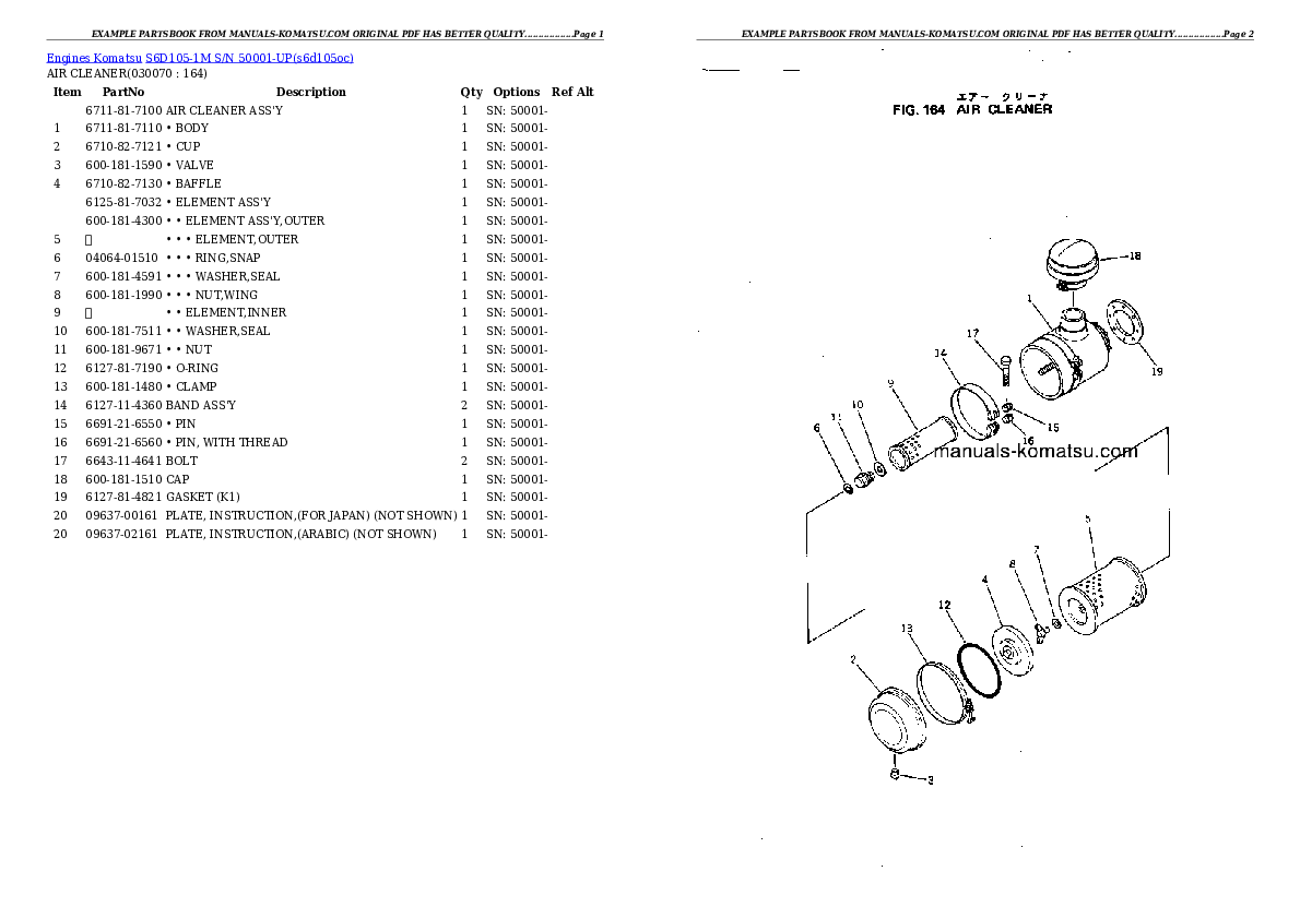 Protected: S6D105-1M S/N 50001-UP Partsbook