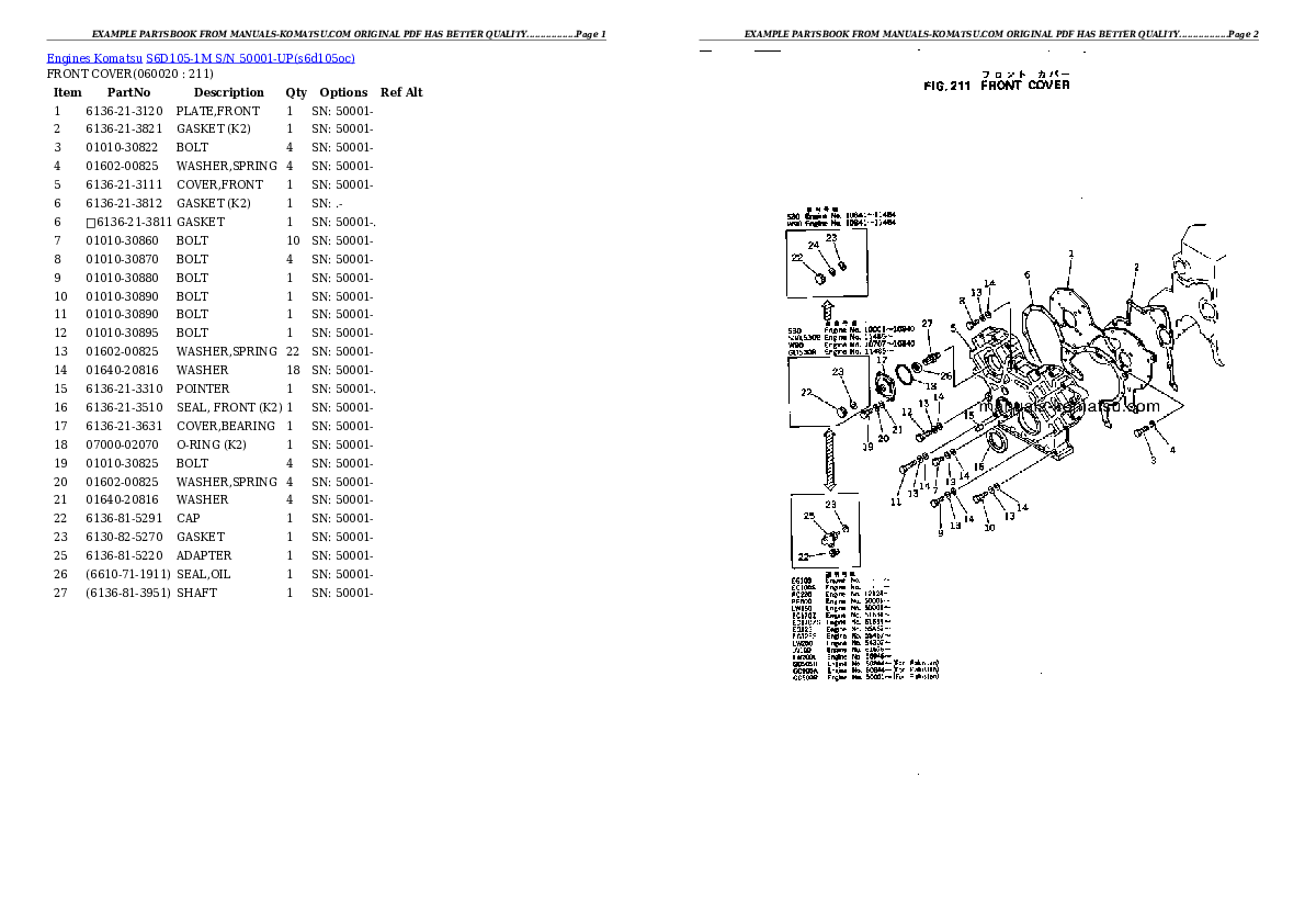 Protected: S6D105-1M S/N 50001-UP Partsbook