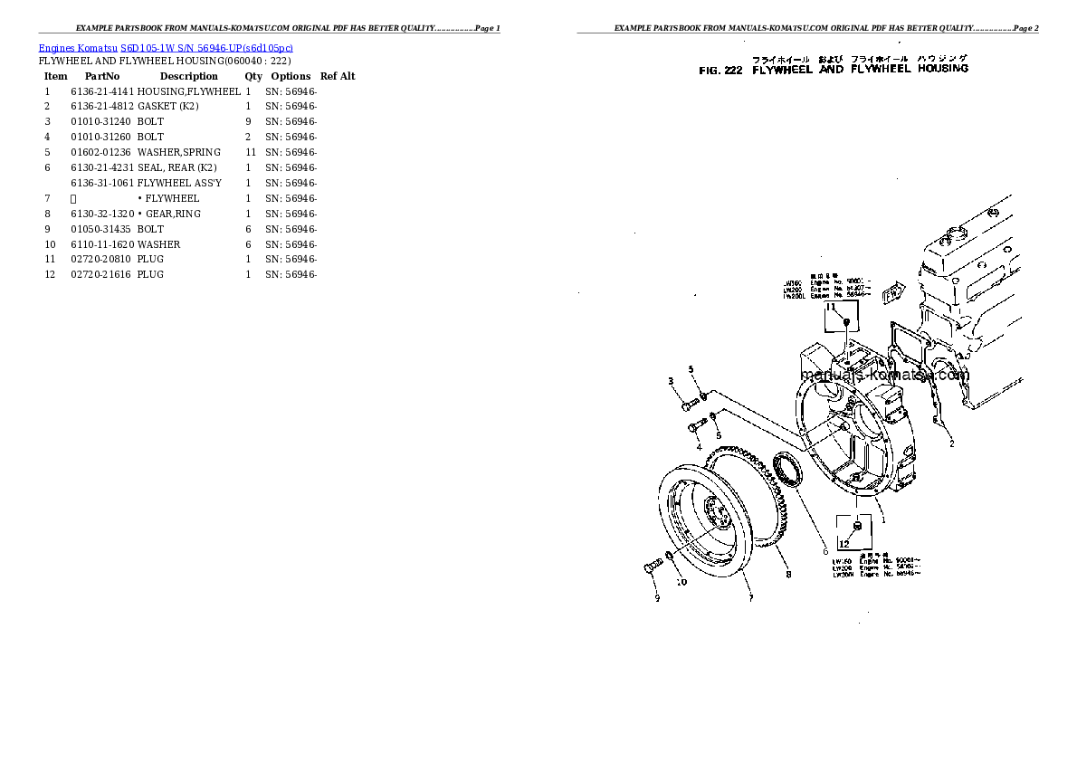 Protected: S6D105-1W S/N 56946-UP Partsbook