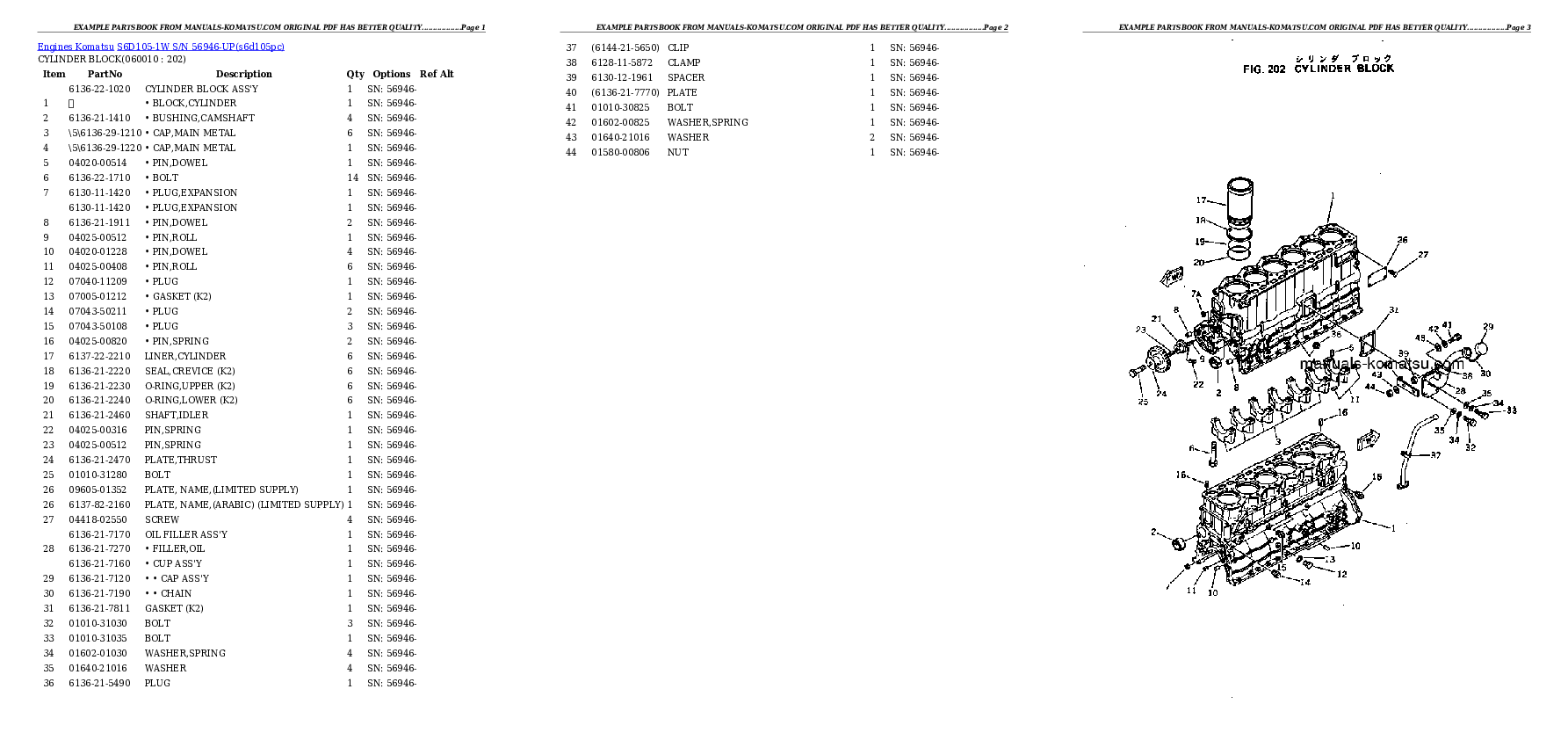 Protected: S6D105-1W S/N 56946-UP Partsbook