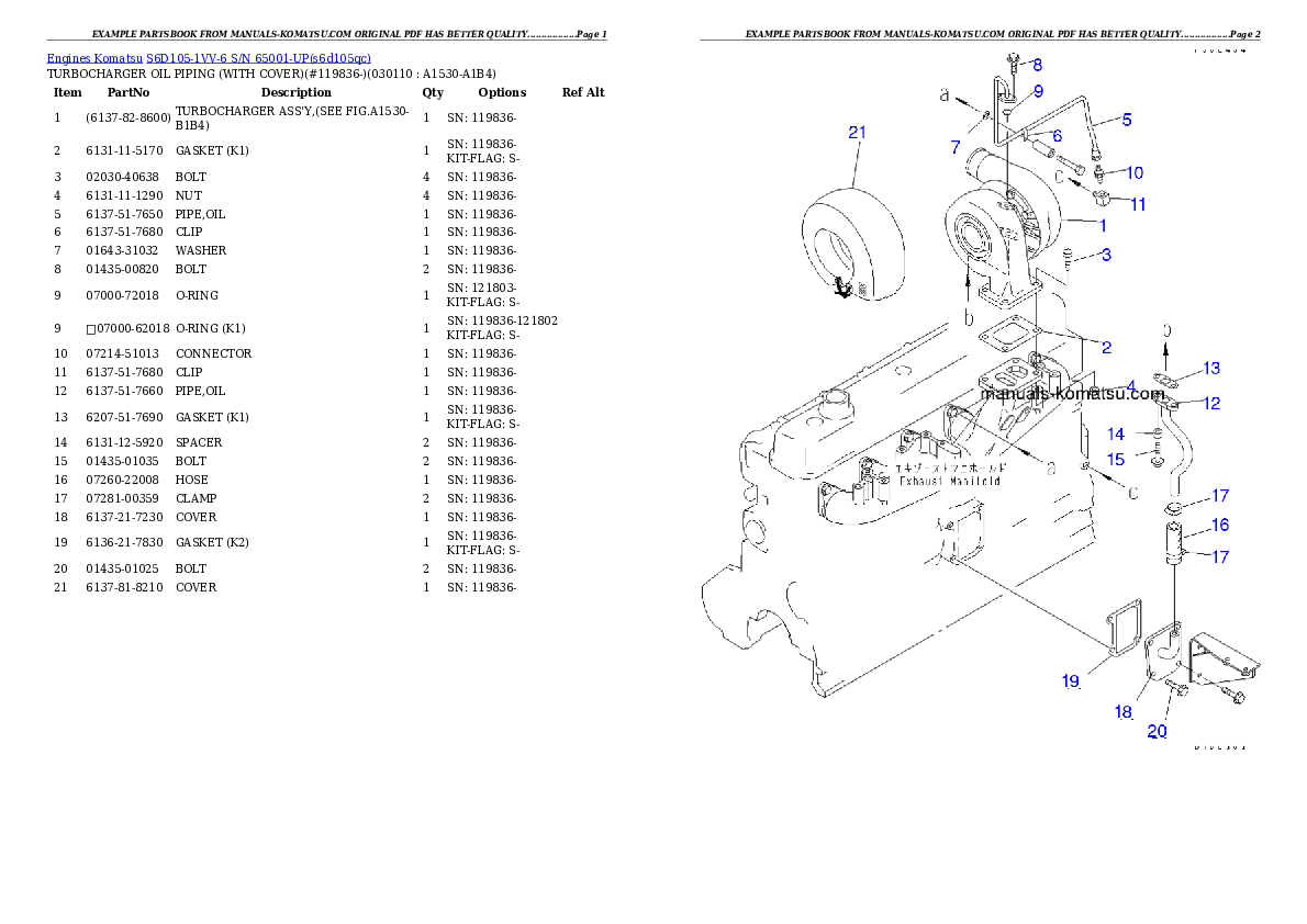 Protected: S6D105-1VV-6 S/N 65001-UP Partsbook