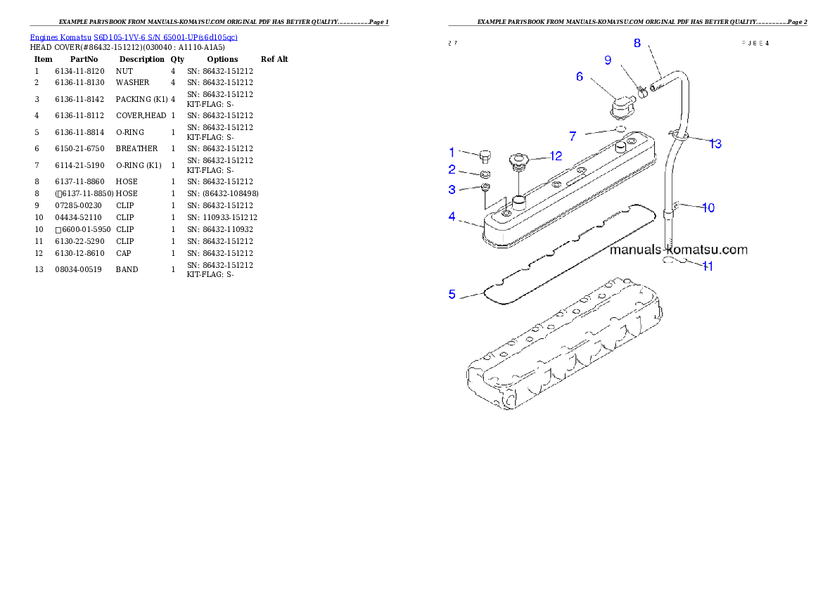 Protected: S6D105-1VV-6 S/N 65001-UP Partsbook