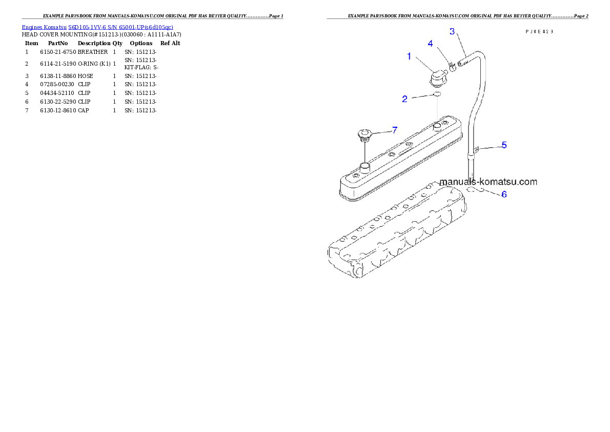 Protected: S6D105-1VV-6 S/N 65001-UP Partsbook