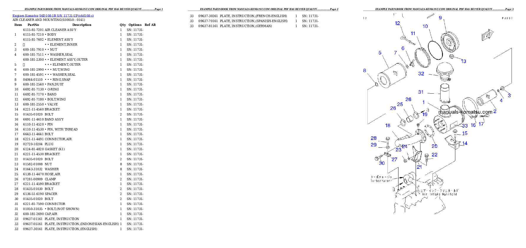 Protected: S6D108-1B S/N 11731-UP Partsbook