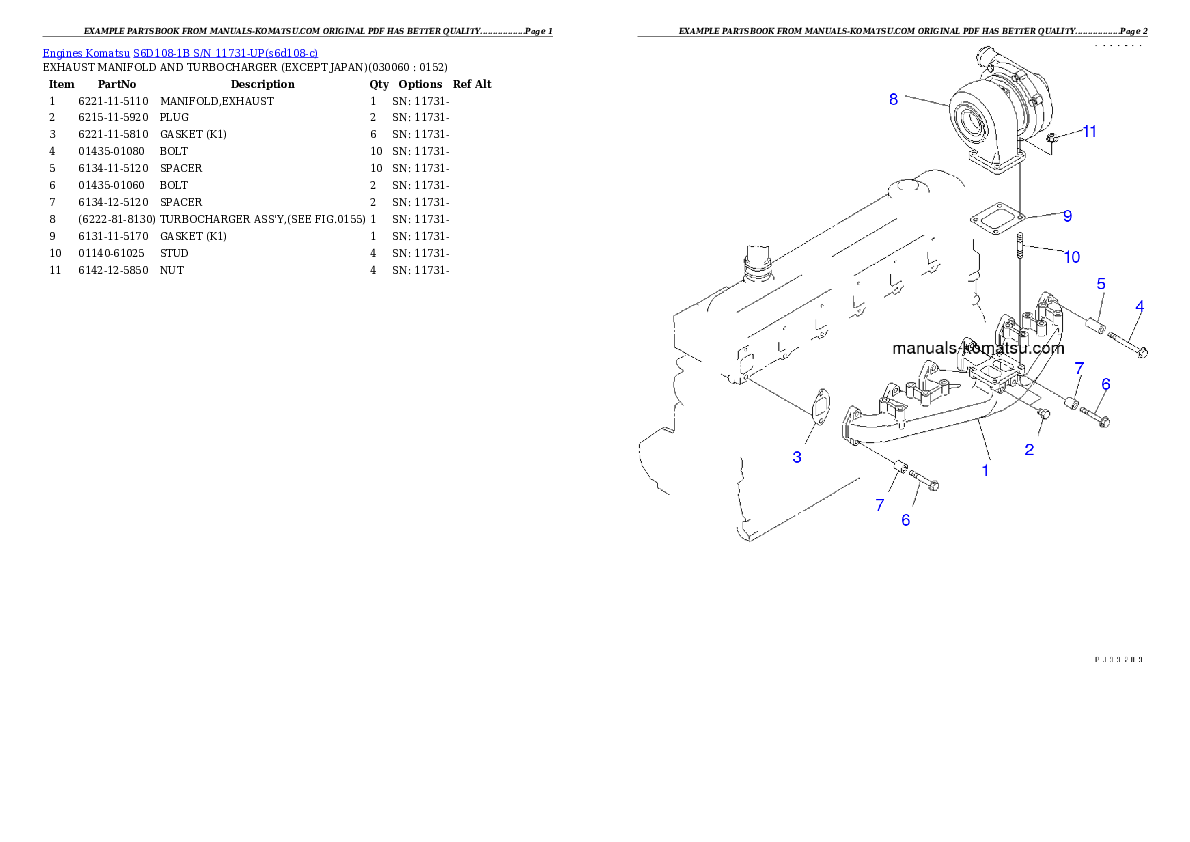 Protected: S6D108-1B S/N 11731-UP Partsbook